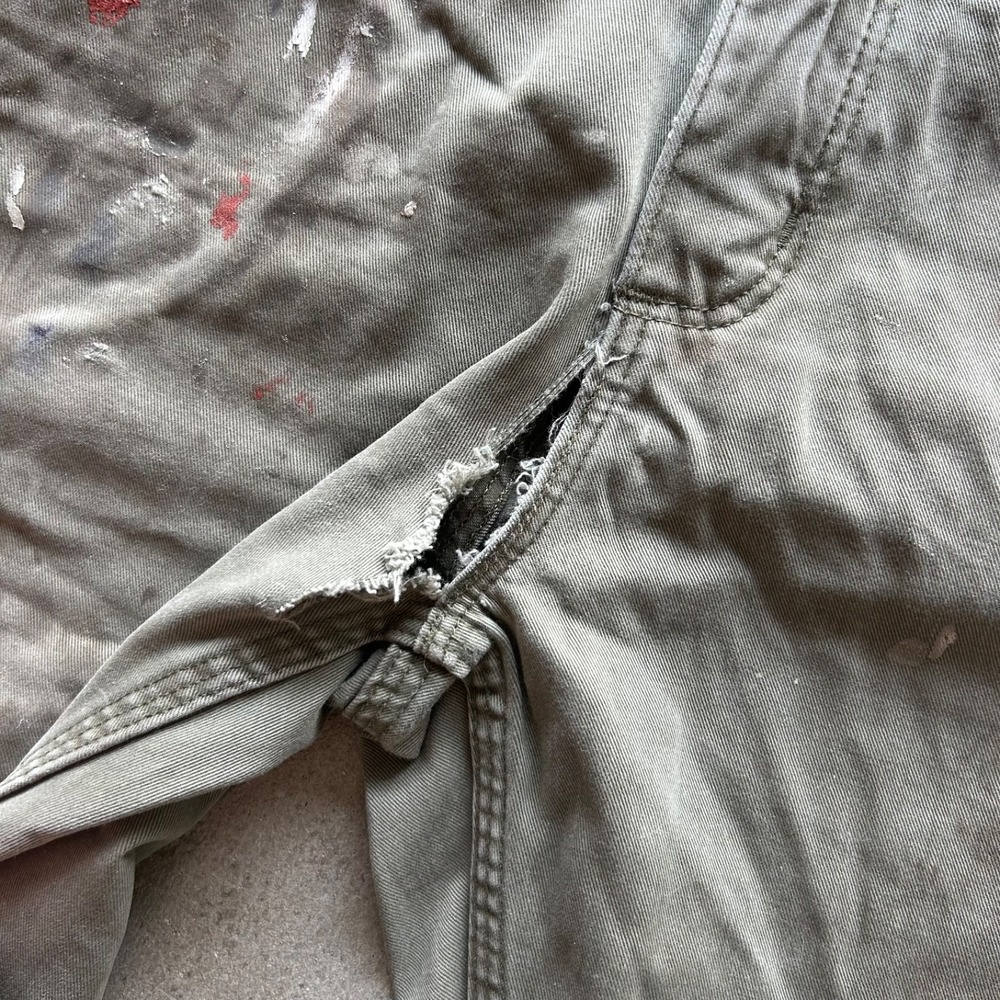 Vintage Carhartt Carpenter Pants Size 30x30 Olive Green Relaxed Fit Thrashed - Picture 7 of 8